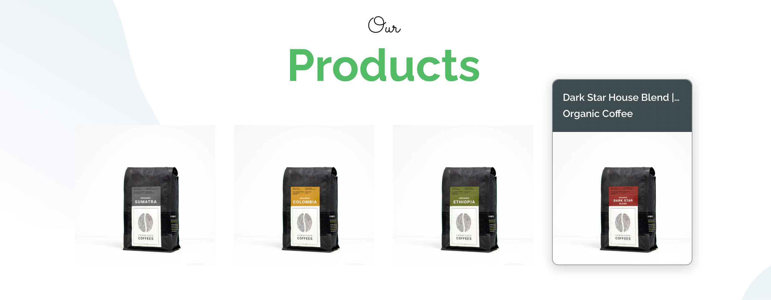 Conscious Coffees Product offering on Donor360